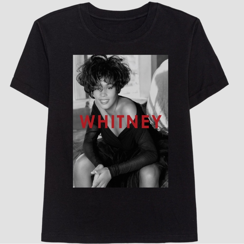 Whitney Houston Black Graphic Tee with Red “ Whitney” S
